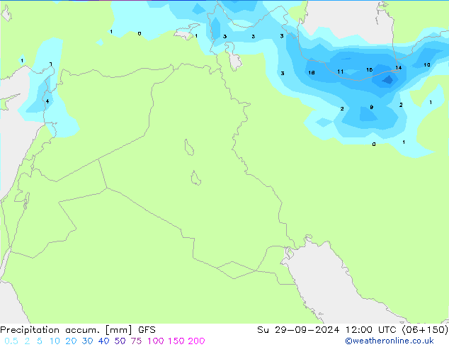 Totale neerslag GFS zo 29.09.2024 12 UTC