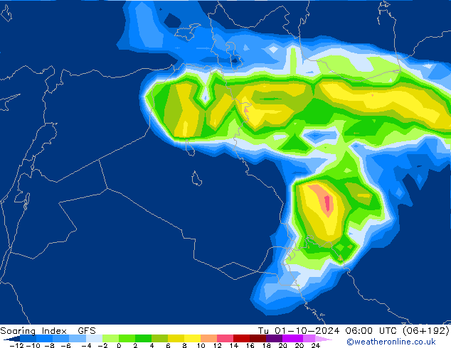 Soaring Index GFS Út 01.10.2024 06 UTC