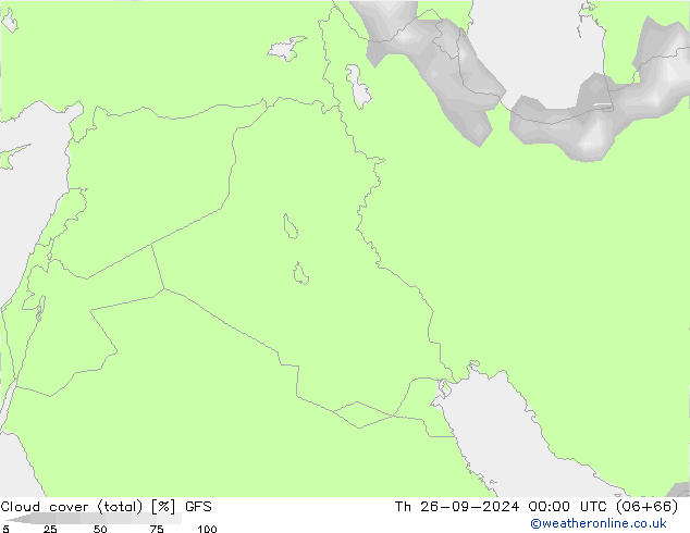 nuvens (total) GFS Qui 26.09.2024 00 UTC
