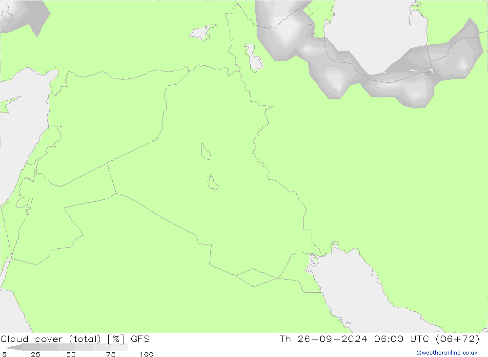 Nuages (total) GFS jeu 26.09.2024 06 UTC
