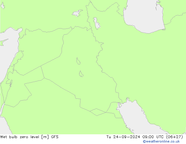 Wet bulb zero level GFS mar 24.09.2024 09 UTC