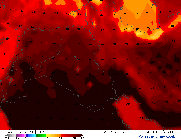 Teplota půdy GFS St 25.09.2024 12 UTC