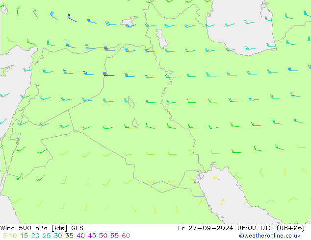 Viento 500 hPa GFS vie 27.09.2024 06 UTC