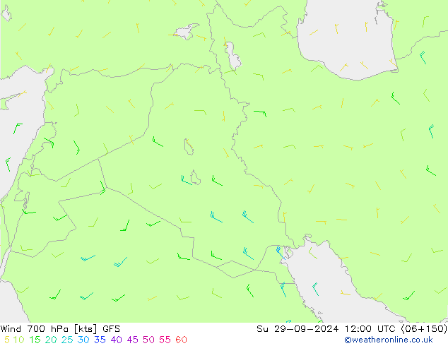 Wind 700 hPa GFS zo 29.09.2024 12 UTC