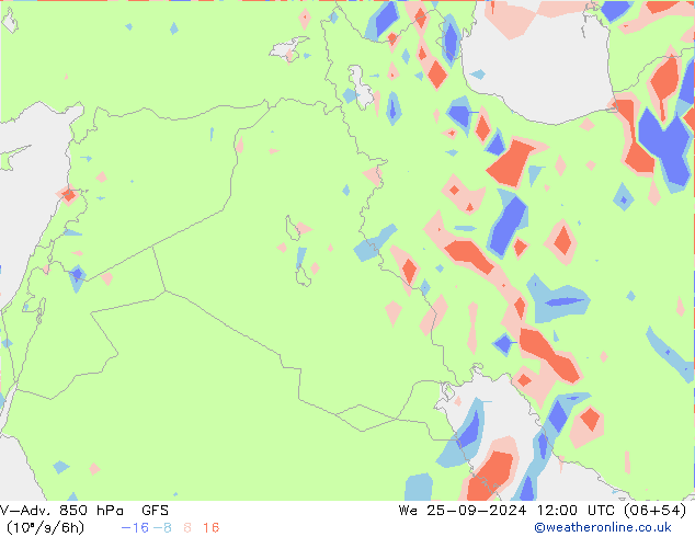 V-Adv. 850 hPa GFS mer 25.09.2024 12 UTC