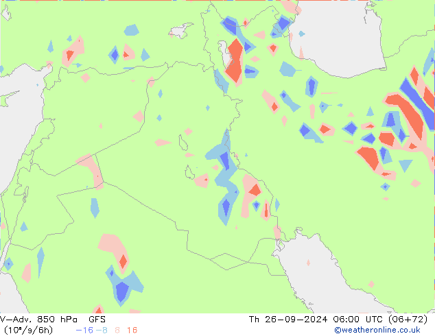 V-Adv. 850 hPa GFS czw. 26.09.2024 06 UTC