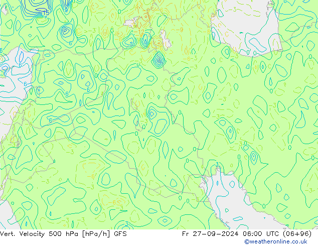 Vert. Velocity 500 hPa GFS ven 27.09.2024 06 UTC