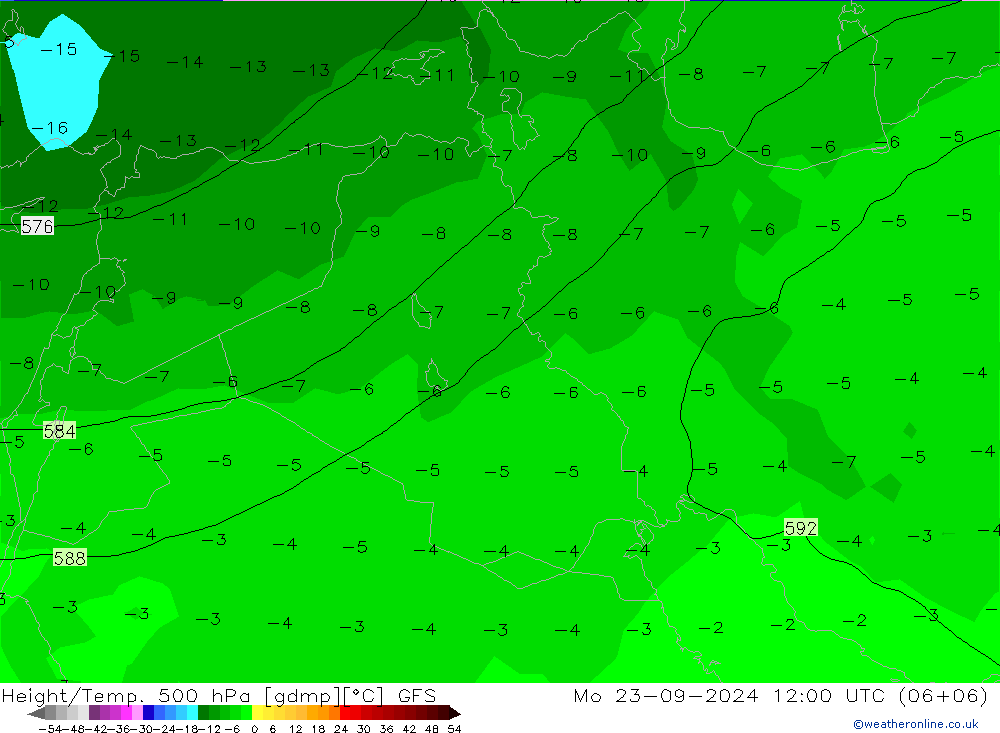 Z500/Rain (+SLP)/Z850 GFS lun 23.09.2024 12 UTC