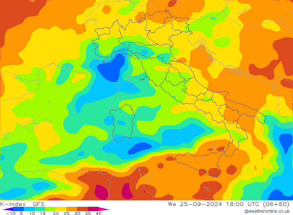 K-Index GFS  25.09.2024 18 UTC