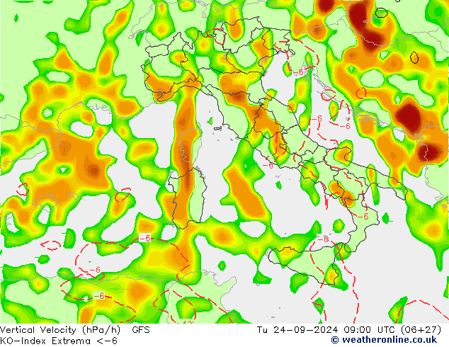 Convection-Index GFS Tu 24.09.2024 09 UTC