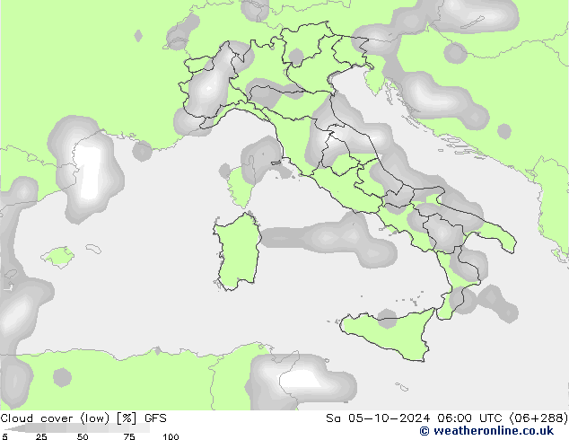 Nubes bajas GFS sáb 05.10.2024 06 UTC