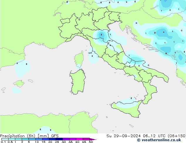 Nied. akkumuliert (6Std) GFS So 29.09.2024 12 UTC