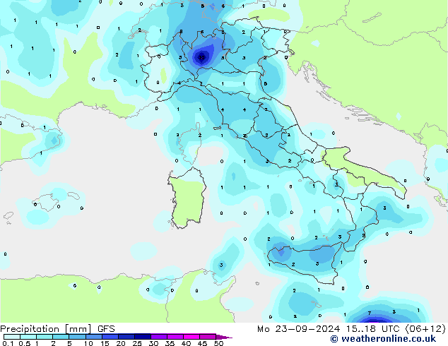 Precipitazione GFS lun 23.09.2024 18 UTC