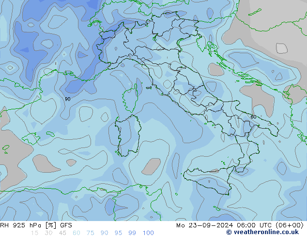 RV 925 hPa GFS ma 23.09.2024 06 UTC