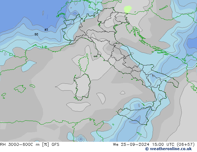 RH 3000-6000 m GFS śro. 25.09.2024 15 UTC