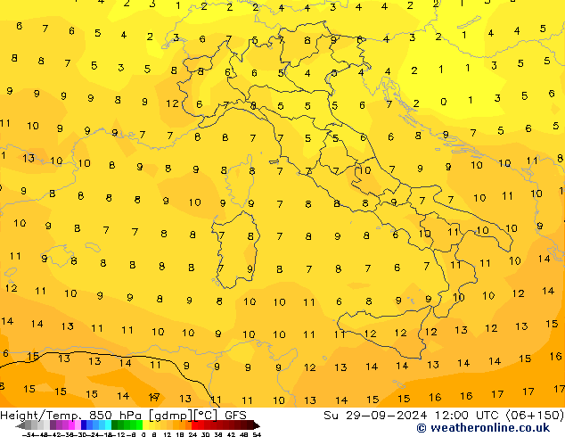 Z500/Rain (+SLP)/Z850 GFS Su 29.09.2024 12 UTC