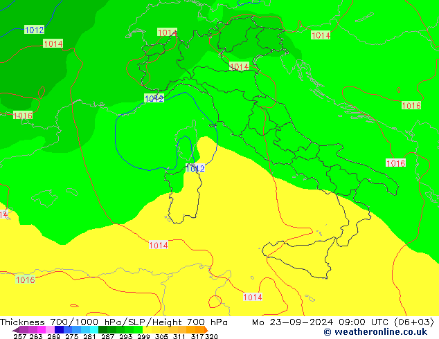 Thck 700-1000 hPa GFS  23.09.2024 09 UTC