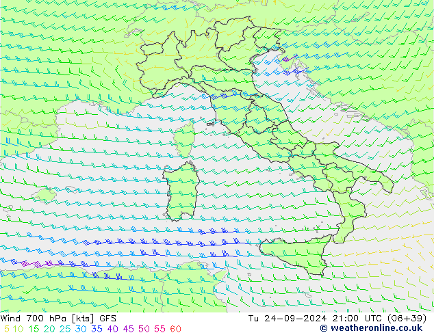 Viento 700 hPa GFS mar 24.09.2024 21 UTC