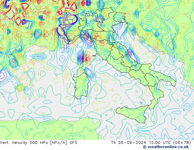 Vert. Velocity 500 hPa GFS Th 26.09.2024 12 UTC