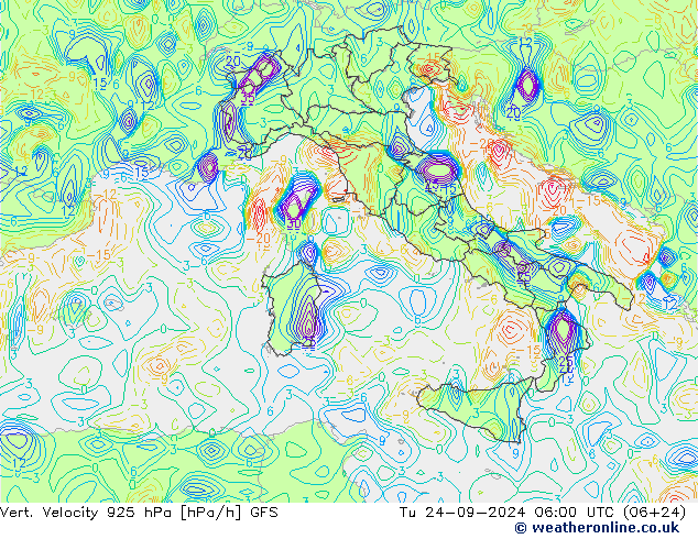 Vert. Velocity 925 hPa GFS Di 24.09.2024 06 UTC