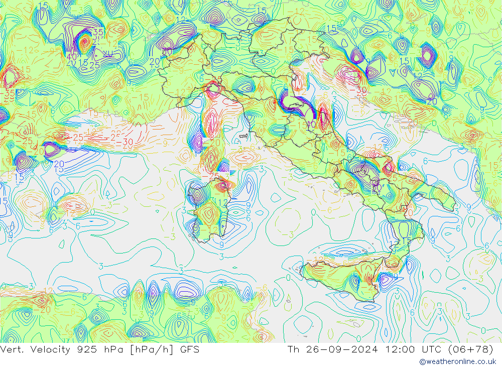 Vert. Velocity 925 hPa GFS gio 26.09.2024 12 UTC