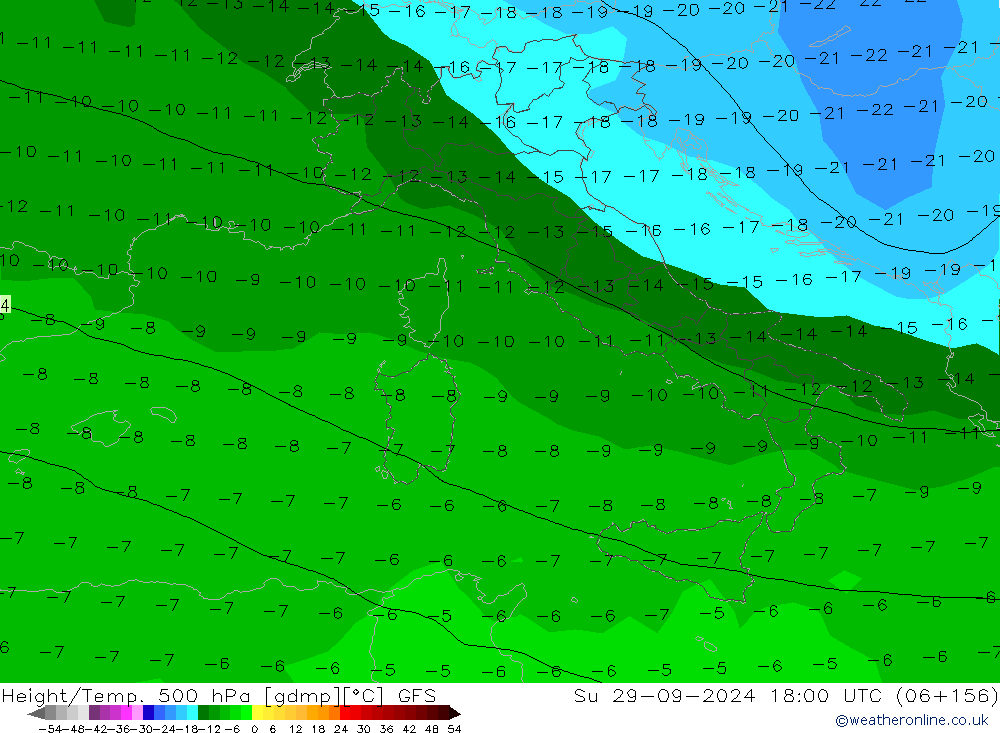 Height/Temp. 500 гПа GFS Вс 29.09.2024 18 UTC
