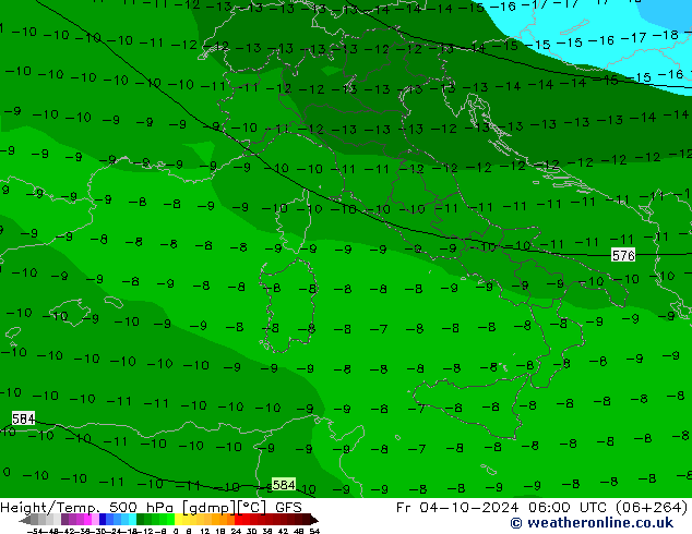 Height/Temp. 500 hPa GFS ven 04.10.2024 06 UTC