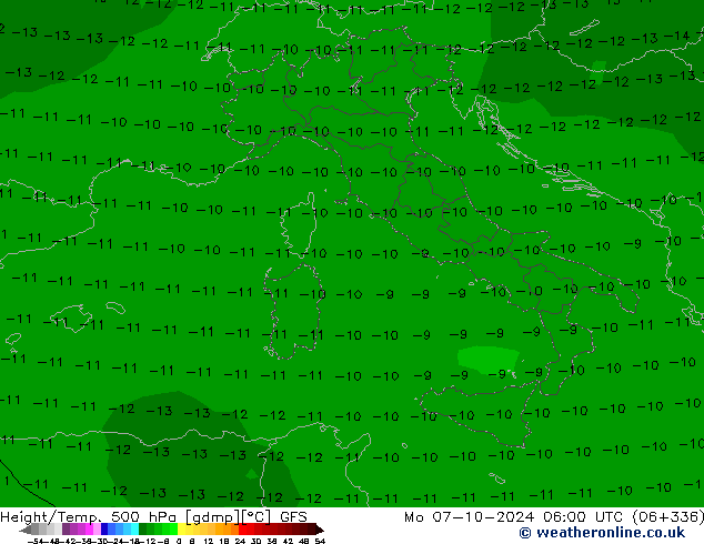 Géop./Temp. 500 hPa GFS lun 07.10.2024 06 UTC