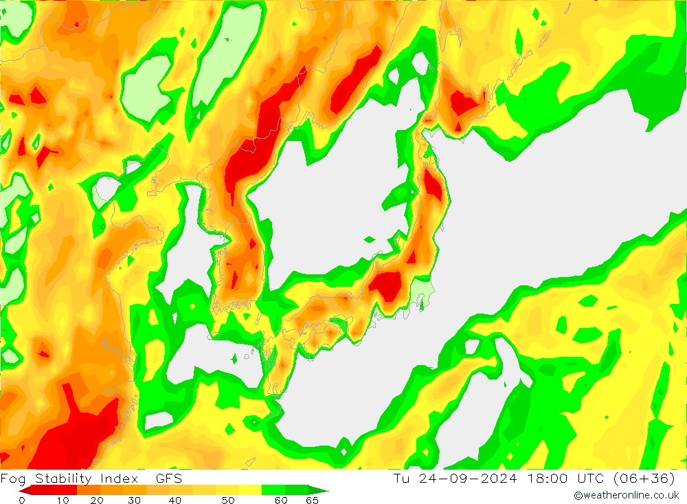 Fog Stability Index GFS mar 24.09.2024 18 UTC