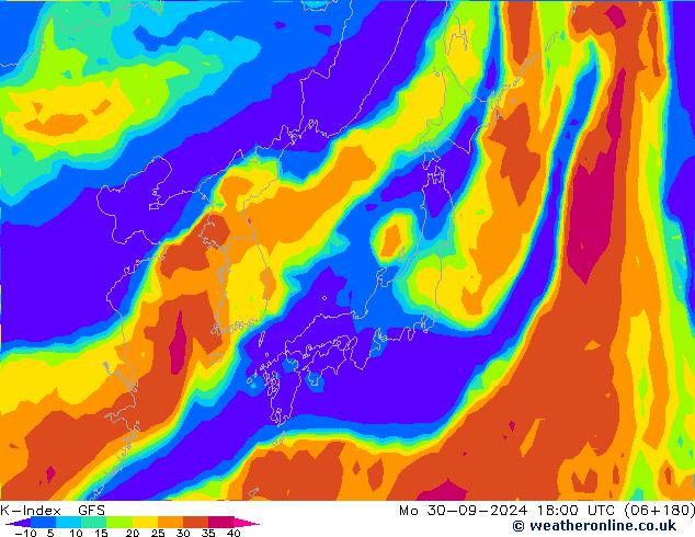 K-Index GFS lun 30.09.2024 18 UTC