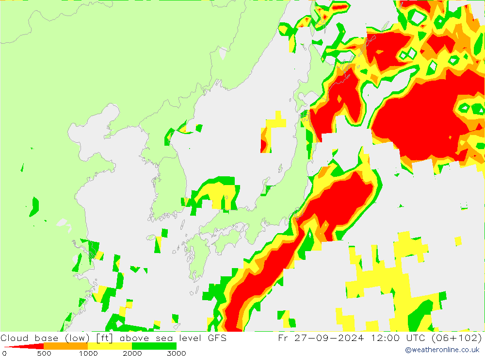 Cloud base (low) GFS vie 27.09.2024 12 UTC