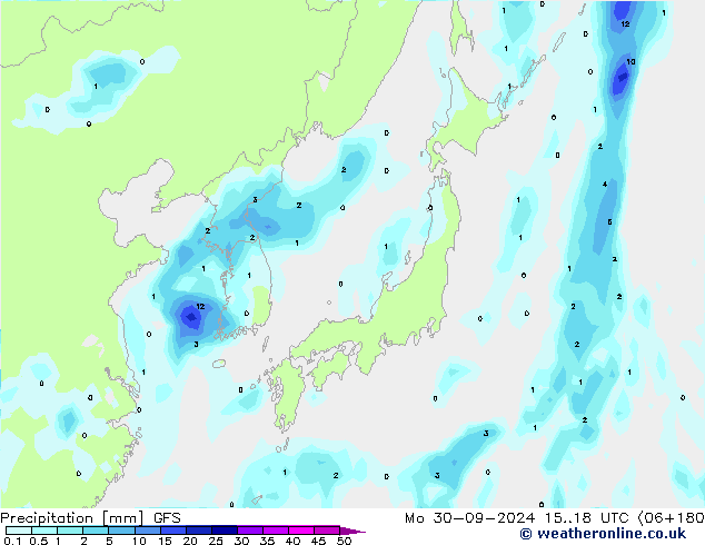 Précipitation GFS lun 30.09.2024 18 GMT