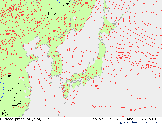 приземное давление GFS Вс 06.10.2024 06 UTC