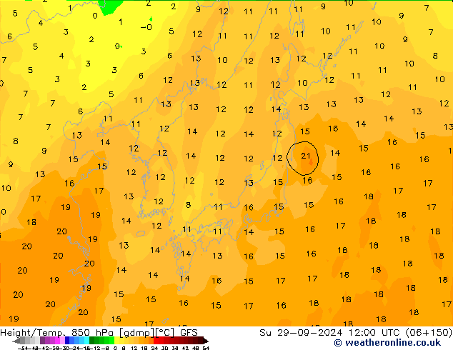 Z500/Rain (+SLP)/Z850 GFS Su 29.09.2024 12 UTC