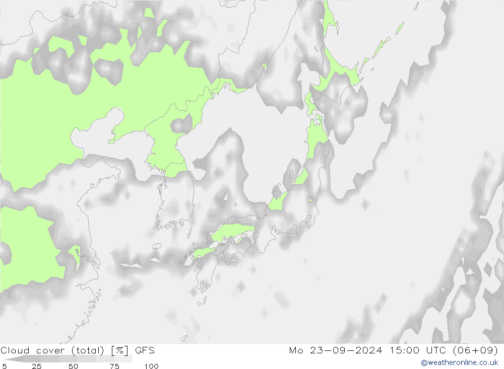 Bewolking (Totaal) GFS ma 23.09.2024 15 UTC