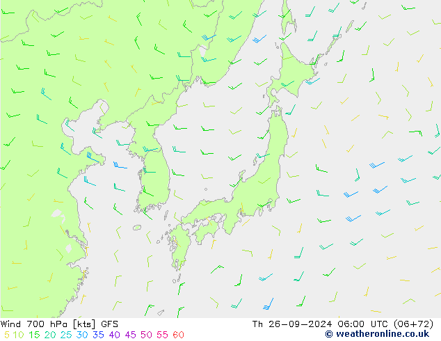 Wind 700 hPa GFS Th 26.09.2024 06 UTC