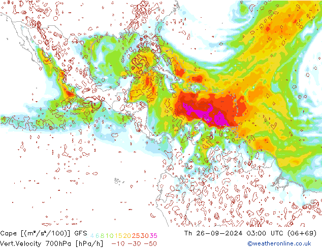 Cape GFS Th 26.09.2024 03 UTC