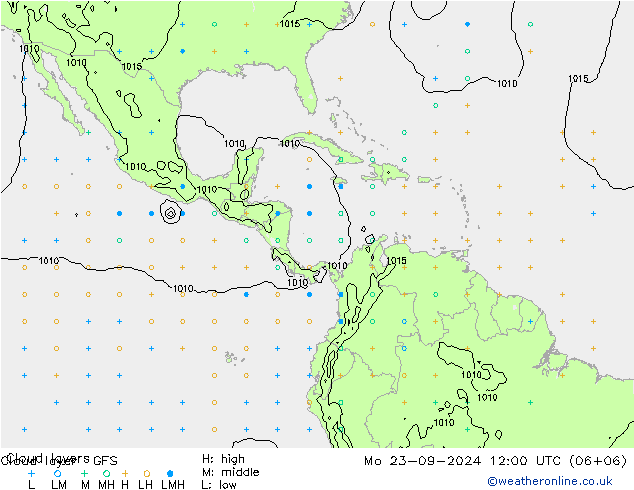 Cloud layer GFS Po 23.09.2024 12 UTC