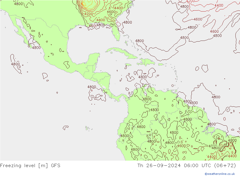 Freezing level GFS Čt 26.09.2024 06 UTC