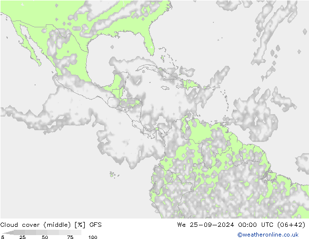 Cloud cover (middle) GFS We 25.09.2024 00 UTC