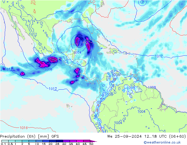 Z500/Yağmur (+YB)/Z850 GFS Çar 25.09.2024 18 UTC