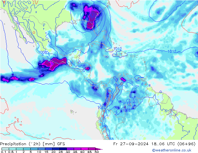 Precipitazione (12h) GFS ven 27.09.2024 06 UTC