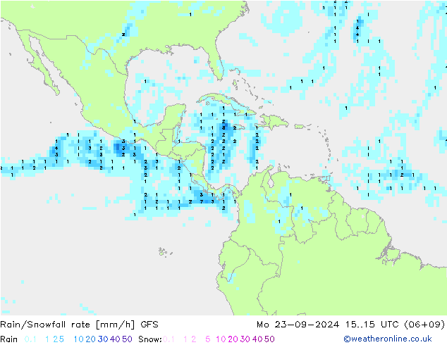 Regen/Sneeuwval GFS ma 23.09.2024 15 UTC