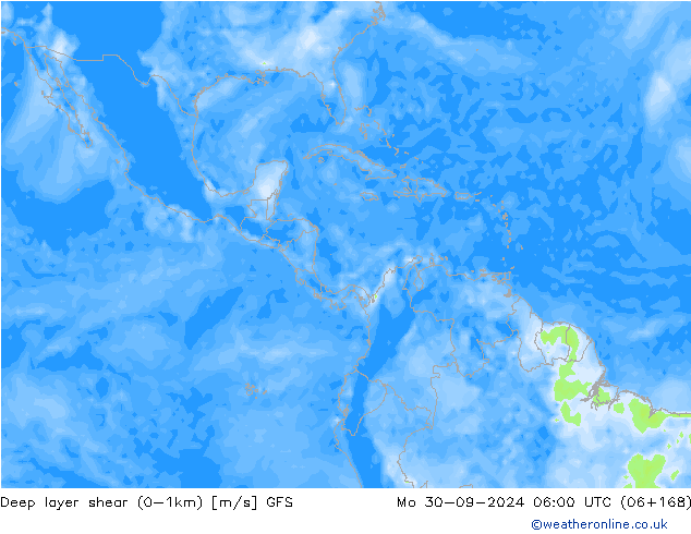 Deep layer shear (0-1km) GFS Seg 30.09.2024 06 UTC