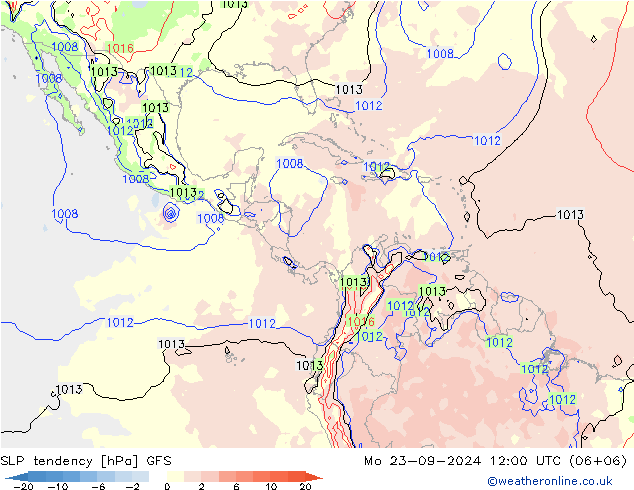 SLP tendency GFS Seg 23.09.2024 12 UTC