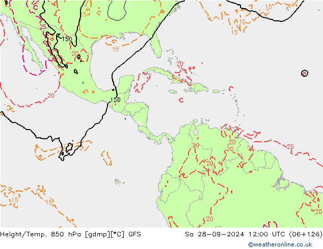 Géop./Temp. 850 hPa GFS sam 28.09.2024 12 UTC