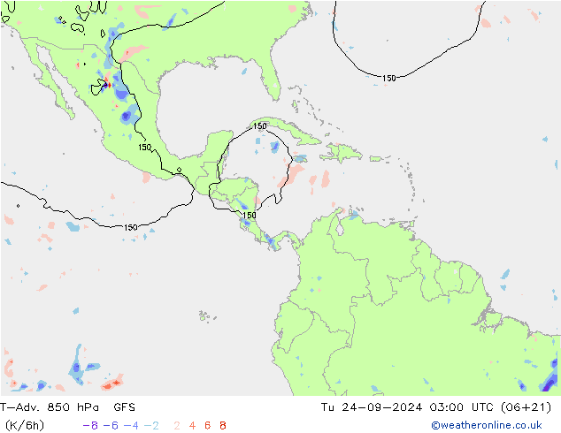 T-Adv. 850 hPa GFS Tu 24.09.2024 03 UTC