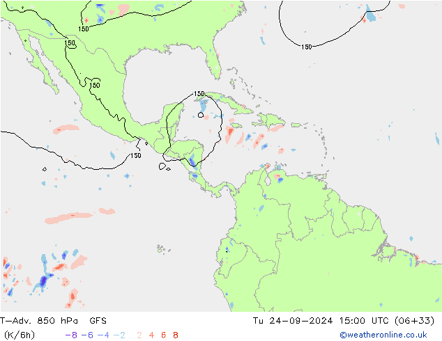 T-Adv. 850 hPa GFS  24.09.2024 15 UTC