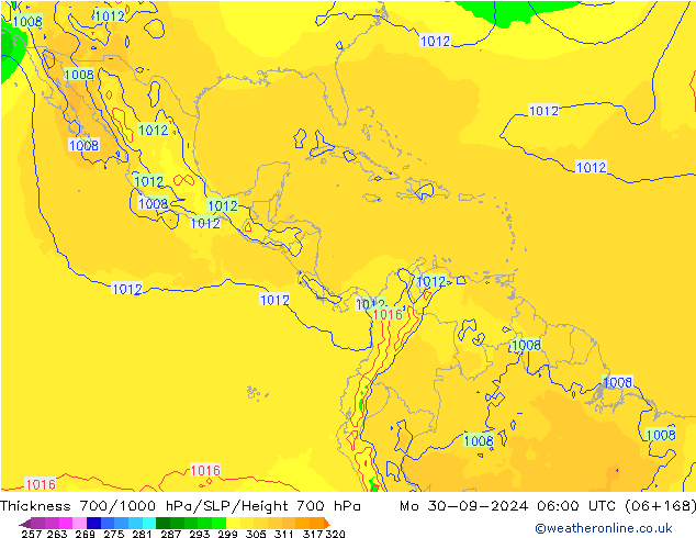 Thck 700-1000 hPa GFS Seg 30.09.2024 06 UTC