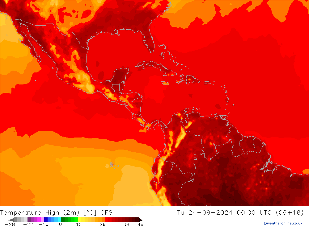 Temperature High (2m) GFS Tu 24.09.2024 00 UTC